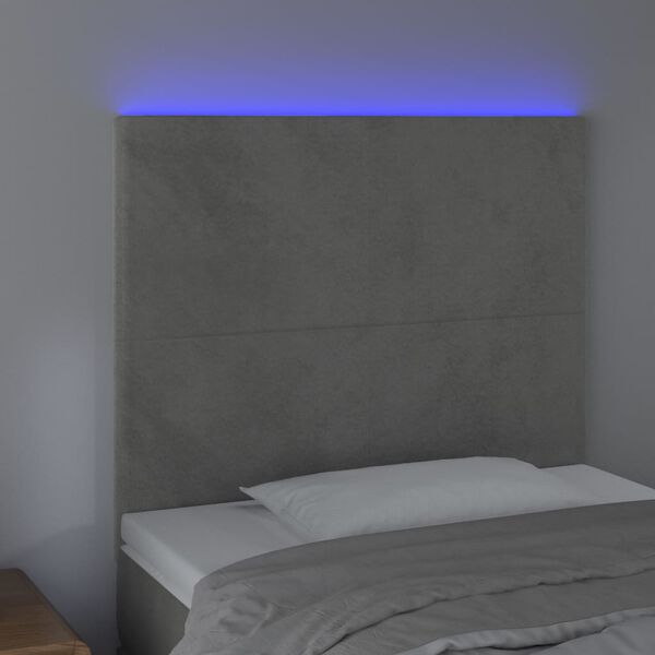 vidaXL LED uzglavlje svjetlosivo 90x5x118/128 cm bar&scaron;unasto