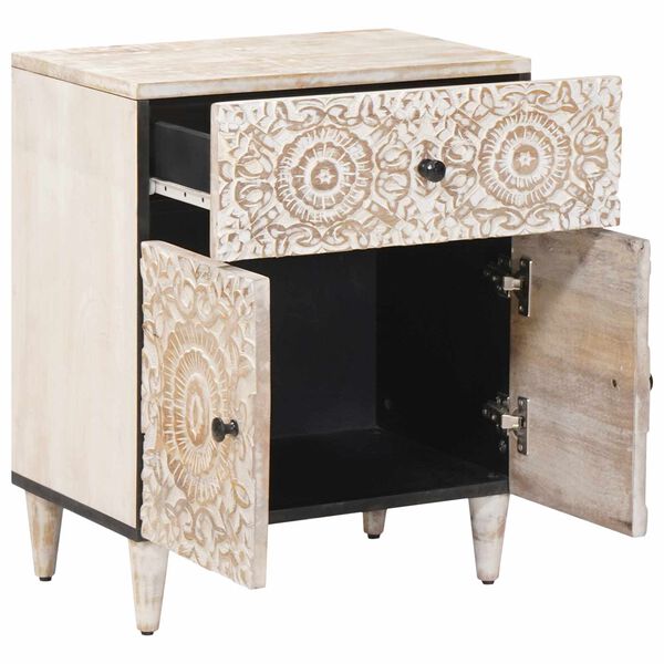 vidaXL Ormar za krevet Bijelo 50 x 33 x 60 cm Čvrsto drvo manga