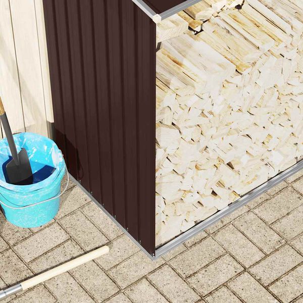 VidaXL Vrtna ostava za drva od pocinčanog čelika 330x84x152 cm smeđa