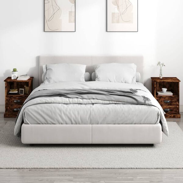 vidaXL Noćni ormarići 2 kom boja dimljenog hrasta 43x36x60 cm