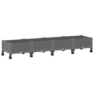 vidaXL Vrtni saksija s kotačima Svjetlosiva 160 x 40 x 33 cm PP