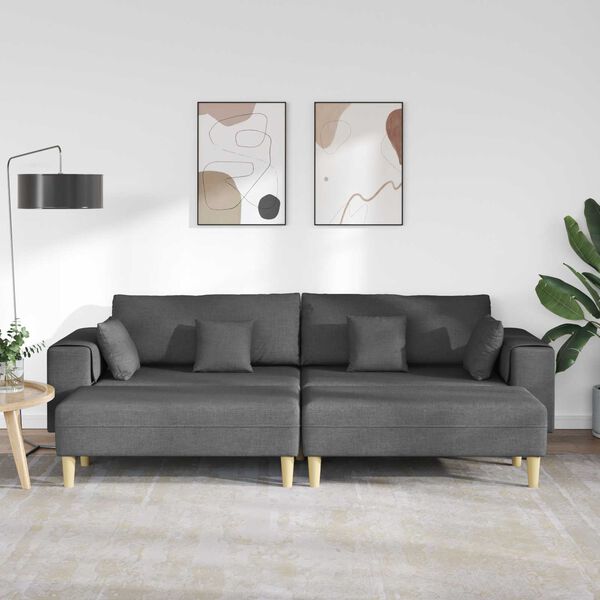 vidaXL Sofa s jastukom 3 pcs Tamno siva tkanina