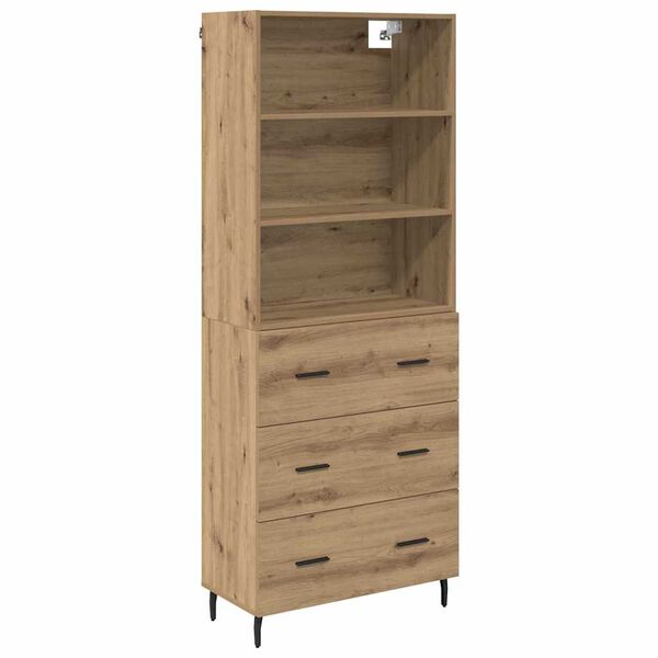 vidaXL Highboard s ladicama Umjetnički hrast 69,5 x 34 x 180 cm