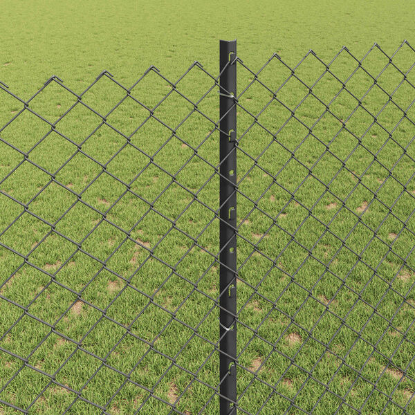 vidaXL Ograda s postovima Siva 1,4 x 10 m Čelik i PVC