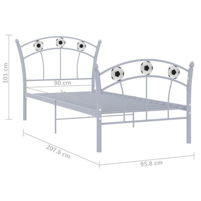 vidaXL Okvir za krevet s nogometnim uzorkom sivi metalni 90 x 200 cm