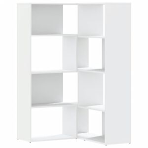 vidaXL Kutni regal za knjige s 4 razine bijeli 85 x 85 x 140 cm drveni