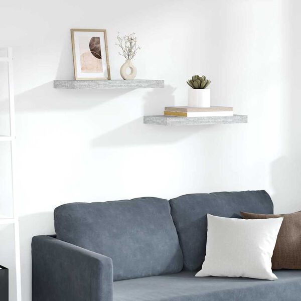 vidaXL Plutajuće zidne police 2 kom boja betona 50 x 23 x 3,8 cm MDF