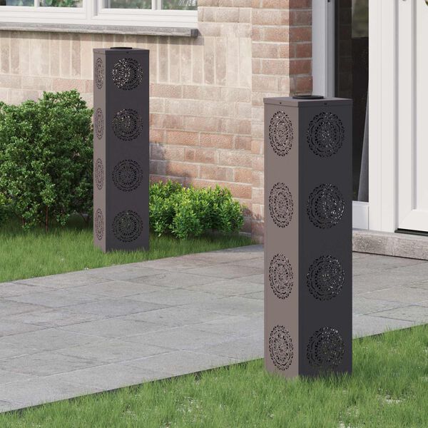 vidaXL Solarna LED svjetlost za stazu 2 pcs Crna Hladno valjana čelika