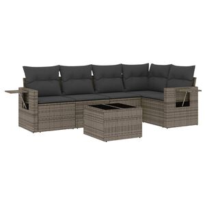 vidaXL 6-dijelni set vrtnih sofa od poliratana s jastucima sivi