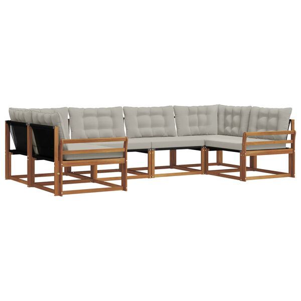 vidaXL Set vanjskih sofa s jastukom 6 pcs Prirodna i svijetlo siva