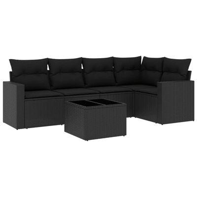 vidaXL 6-dijelni set vrtnih sofa s jastucima crni od poliratana