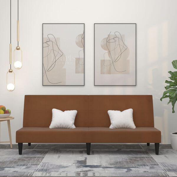 vidaXL Dvosjed na razvlačenje od mikrovlakana smeđi