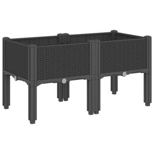 vidaXL Vrtna sadilica s nogama crna 80 x 40 x 42 cm PP