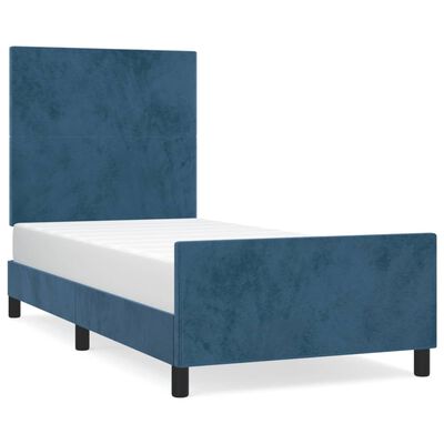 vidaXL Okvir za krevet s uzglavljem tamnoplavi 90x190 cm baršunasti