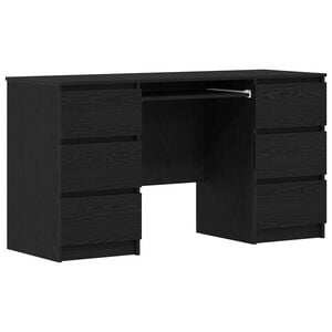 vidaXL Stol s ladicama Crni hrast 140 x 50 x 76 cm Konstruirano drvo