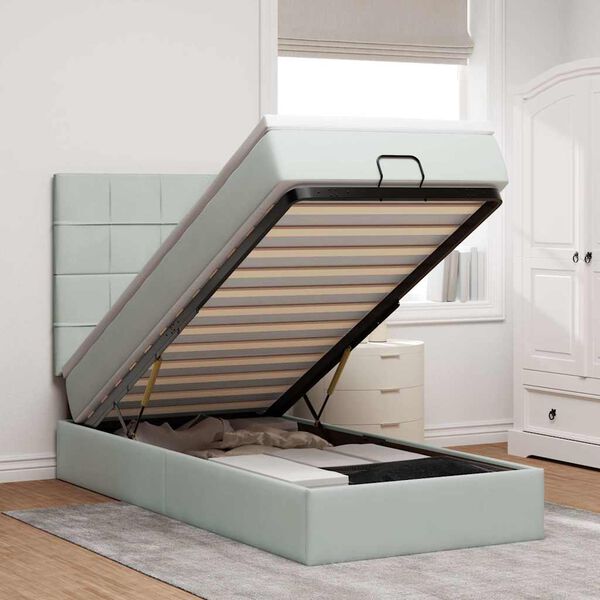 vidaXL Okvir kreveta s madracima svijetlosivi 90x200cm baršunasti