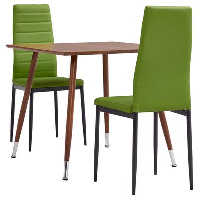 3054114 vidaXL 3 Piece Dining Set Faux Leather Lime Green(248314+282589)