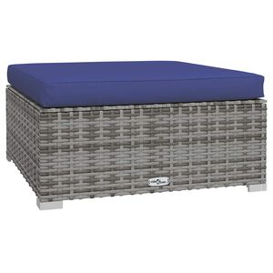 vidaXL Vrtni tabure s jastukom sivi 70 x 70 x 30 cm od poliratana
