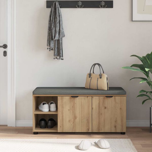 vidaXL Klupa za hodnik s jastukom Umjetnički hrast 100 x 38 x 46 cm