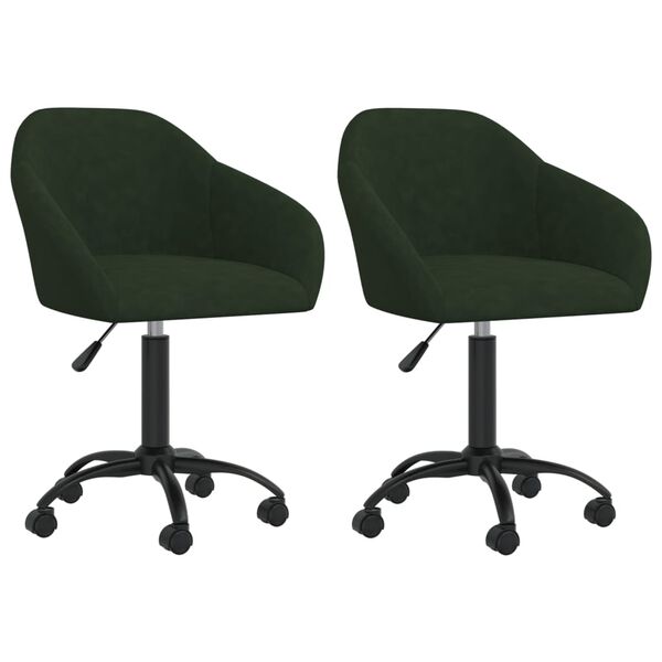 vidaXL Okretne blagovaonske stolice 2 kom tamnozelene bar&scaron;unaste