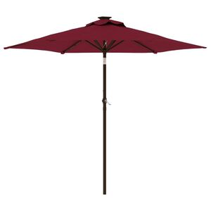 vidaXL Vrtni suncobran s čeličnom &scaron;ipkom LED bordo 225 x 225 x 212 cm