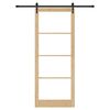 vidaXL Klizna vrata Prirodna 83 x 232 cm Masivna borovina i staklo