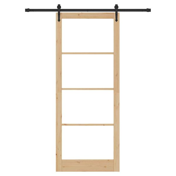 vidaXL Klizna vrata Prirodna 83 x 232 cm Masivna borovina i staklo
