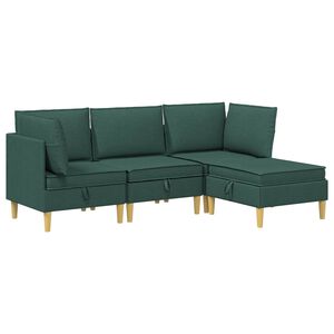 vidaXL Modularni set sofe sa skladi&scaron;tem 4 kom. Tamnozelena Tkanina