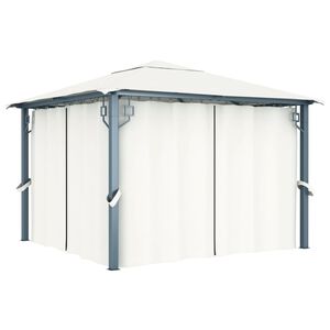 vidaXL Sjenica sa zastorom 300 x 300 cm krem aluminijum
