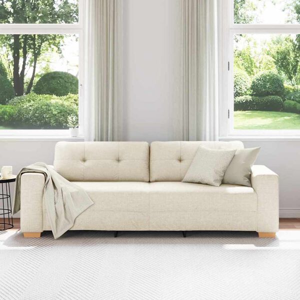vidaXL Sofa Bež 221 x 78 x 80 cm Platnasta tkanina