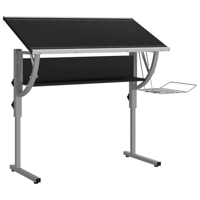 vidaXL Radni stol crno-sivi 110x53x(58-87) konstruirano drvo i čelik