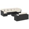 vidaXL 10-dijelni set vrtnih sofa s jastucima crni od poliratana