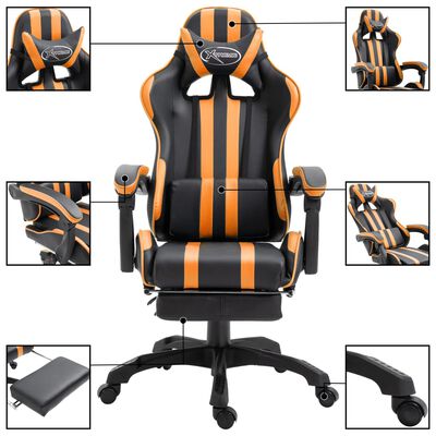vidaXL Igraća stolica od umjetne kože s osloncem za noge narančasta