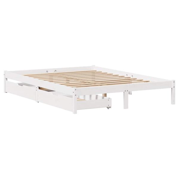 vidaXL Okvir kreveta bez madraca bijeli 140 x 190 cm masivna borovina