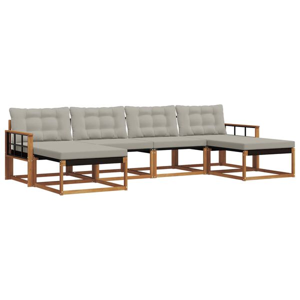 vidaXL Set vanjskih sofa s jastukom 6 pcs Prirodna i svijetlo siva