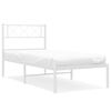 vidaXL Metalni okvir za krevet s uzglavljem bijeli 107x203 cm