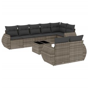vidaXL 9-dijelni set vrtnih sofa od poliratana s jastucima sivi