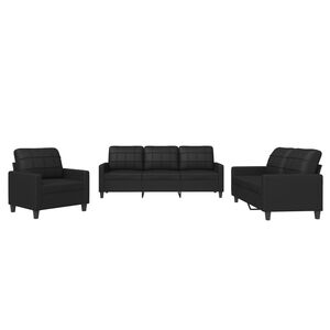 vidaXL 3-dijelni set sofa s jastucima crni od umjetne kože