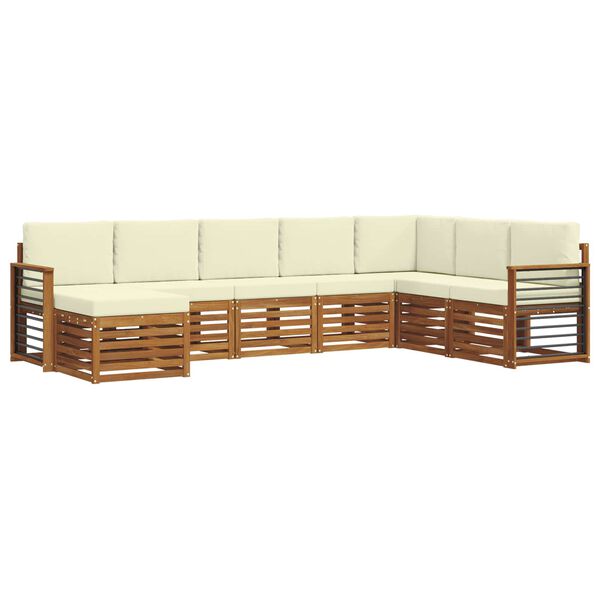 vidaXL Setovi sofa 8 pcs Prirodna i krem Čvrsto drvo akacije