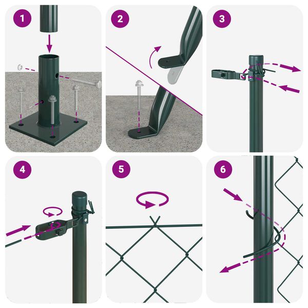 vidaXL Stup za ogradu Zelena 10 x 1,6 m (40 x 40 mm mreža) Čelik i PVC