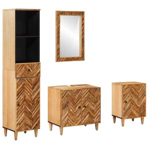 vidaXL Set ormarića za kupaonicu s ladicama 4 pcs Čvrsto drvo manga