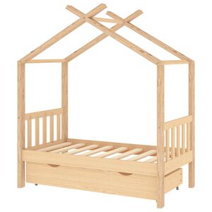 vidaXL Okvir za dječji krevet s ladicom od punog borovog drva 70x140 cm