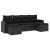 vidaXL 6-dijelni set vrtnih sofa s jastucima crni od poliratana