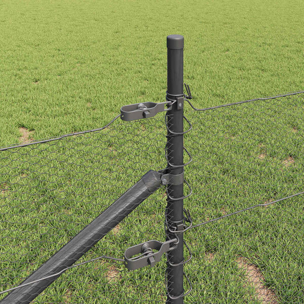 vidaXL Stup za ogradu Siva 10 x 0,8 m (mreža 13 mm) Čelik i PVC