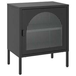 vidaXL Noćni ormarić crni 50 x 35 x 60 cm od stakla i čelika