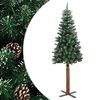 vidaXL Tanko božićno drvce s pravim drvom i snijegom zeleno 210 cm