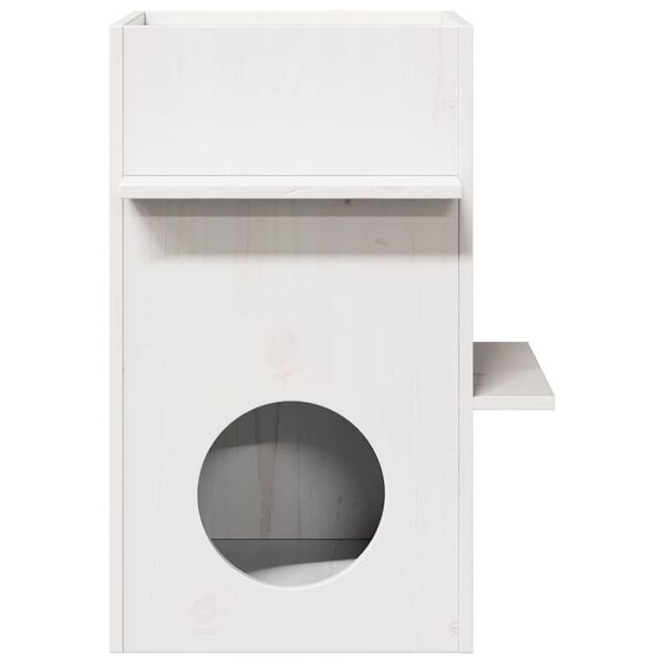 vidaXL Kuća za mačke bijela 43x43x60 cm od masivne borovine