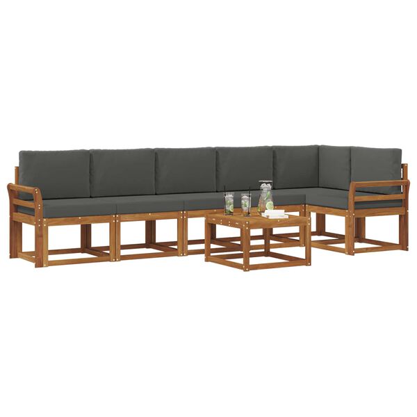 vidaXL Set vanjskih sofa s jastukom 7 pcs Prirodna i antracit