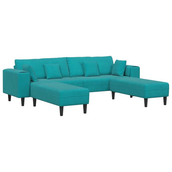 vidaXL Sofa s jastukom 3 pcs Tirkizna Baršun
