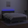 vidaXL Krevet box spring s madracem LED tamnosivi 140x190 cm tkanina